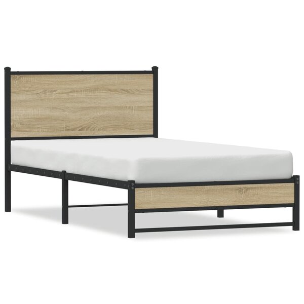 vidaXL Cadre de lit en métal sans matelas chêne sonoma 100x190 cm