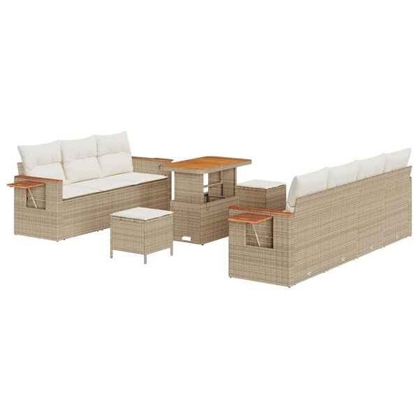 vidaXL Ensemble de canapé de jardin avec coussin 10 Pièces Beige et crème