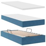 vidaXL Lit de Rangement avec matelas Bleu foncé 90 x 200 cm Velours