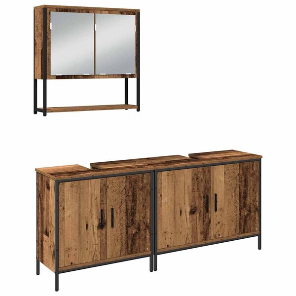 vidaXL Ensemble de mobilier de salle de bain avec porte 3 Pièces Marron
