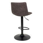 2 chaises de bar en microfibre gris foncé avec pieds noirs