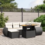 vidaXL Salon de jardin 7 Pièces avec coussins noir résine tressée