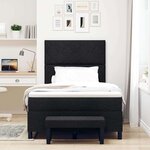 vidaXL Lit à Ressorts avec Matelas & Banc Noir 120x200 cm Tissu