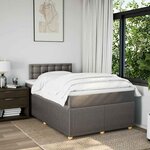 vidaXL Sommier à lattes de lit avec matelas taupe 120x190 cm tissu