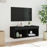 vidaXL Meuble TV avec lumières LED noir 80x30x30 cm