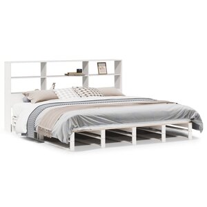 vidaXL Lit bibliothèque sans matelas blanc 180x200 cm bois massif