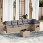 vidaXL Salon de jardin avec coussins 7 Pièces beige résine tressée