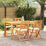 vidaXL Chaises de jardin pliantes avec des coussins blancs  4 pièces en bois d'acacia.