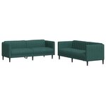 vidaXL Ensemble de canapés 2 Pièces vert foncé tissu