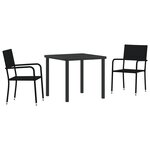 vidaXL Ensemble de salle à manger de jardin 3 pièces Noir en poly rattan
