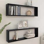 vidaXL Étagères cube murales 2 Pièces noir 100x15x30 cm bois d'ingénierie
