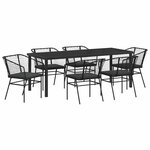 vidaXL Ensemble de salle à manger pour jardin 7 Pièces Noir polyrotin