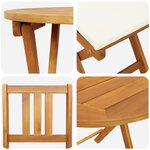 vidaXL Ensemble Bistro de 3 Pièces avec Coussins en Bois d'Acacia Massif