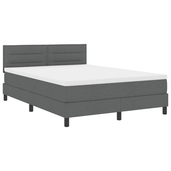 vidaXL Lit à ressorts avec matelas Gris foncé 140 x 200 cm tissu