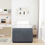 vidaXL Cadre de lit avec matelas Gris foncé 100 x 200 cm Velours