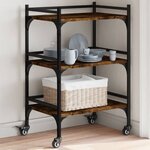 vidaXL Chariot de cuisine chêne fumé 50x35x75 5 cm bois d'ingénierie