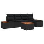 vidaXL Ensemble de canapé de jardin 6 Pièces Noir 184 x 62 x 85 cm