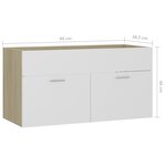 vidaXL Armoire d'évier Blanc et chêne sonoma 90x38 5x46 cm Aggloméré