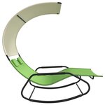 vidaXL Chaise longue double à bascule avec auvent Vert et crème