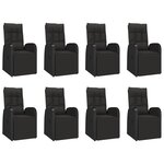 vidaXL Ensemble à manger de jardin 9 Pièces Noir Poly rotin et acacia