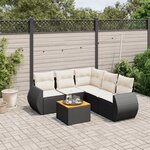 vidaXL Salon de jardin 6 Pièces avec coussins noir résine tressée