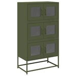 vidaXL Buffet haut vert olive 68x39x123 cm acier