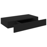 vidaXL Étagère murale flottante avec tiroir Noir 48x25x8 cm