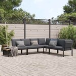 vidaXL Salon de jardin 4 Pièces avec coussins noir aluminium