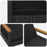 vidaXL Banc extérieur avec coussin Noir 107 x 61 x 80 cm polyrotin