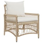 vidaXL Chaise de jardin avec coussins Beige 60x70x78 cm en poly rotin