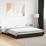 vidaXL Cadre de lit avec lumières LED noir 160x200cm bois d'ingénierie