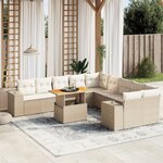 vidaXL Salon de jardin 11 Pièces avec coussins beige résine tressée