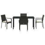 vidaXL Ensemble de Salle à Manger de Jardin 5 Pièces avec Coussins Noir Poly Rotin