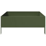 vidaXL Lit surélevé de jardin vert olive 100x100x25 cm acier