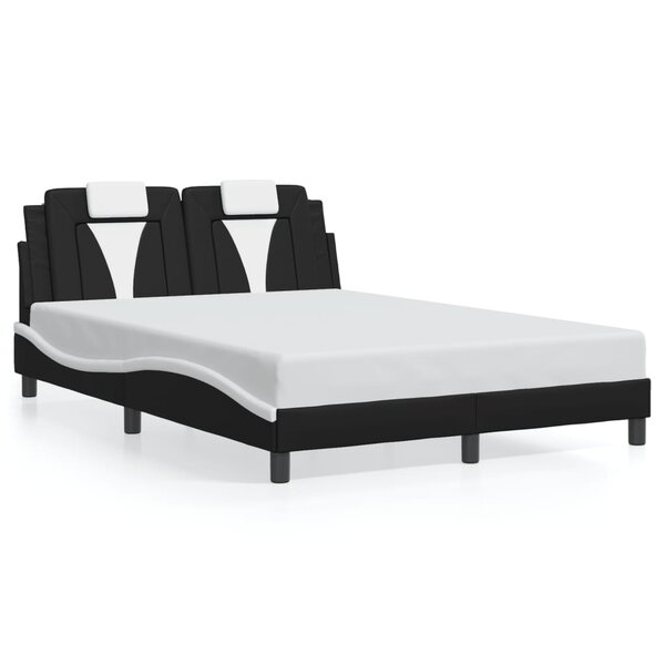 vidaXL Cadre de lit Viana sans matelas noir et blanc 140x200 cm similicuir
