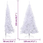 vidaXL Sapin de Noël artificiel moitié avec support blanc 210 cm PVC