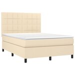 vidaXL Sommier à lattes de lit et matelas et LED Crème 140x200cm Tissu
