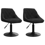 vidaXL Chaises pivotantes à manger lot de 2 Noir Velours