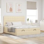 VidaXL Cadre de lit ottoman avec matelas crème 180x200 cm tissu