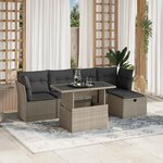 vidaXL Salon de jardin 6 Pièces avec coussins gris clair résine tressée