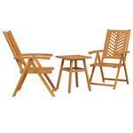 vidaXL Ensemble bistro de jardin 3 Pièces Marron Bois d'acacia massif