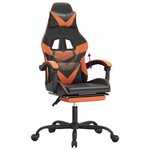 vidaXL Chaise de jeu avec repose-pied Noir et orange Similicuir