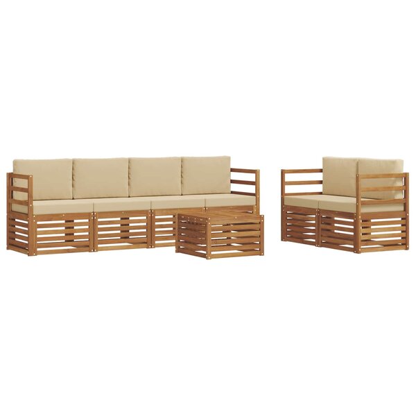 vidaXL Ensemble de canapés d'extérieur 7 Pièces Naturel et Beige