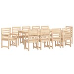 vidaXL Ensemble à manger de jardin 11 Pièces bois massif de pin