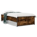 vidaXL Cadre de lit chêne fumé 75x190 cm bois d'ingénierie et métal