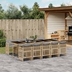 vidaXL Ensemble à manger de jardin 11Pièces avec coussins gris poly rotin