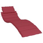 vidaXL Coussin de chaise longue rouge bordeaux 186x58x4cm tissu oxford