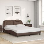 vidaXL Cadre de lit avec lumières LED marron 160x200 cm similicuir