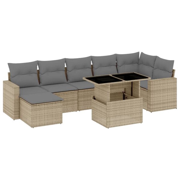 vidaXL Salon de jardin avec coussins 8 Pièces beige résine tressée
