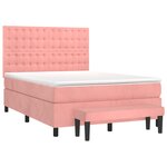 vidaXL Sommier à lattes de lit avec matelas Rose 140x200 cm Velours